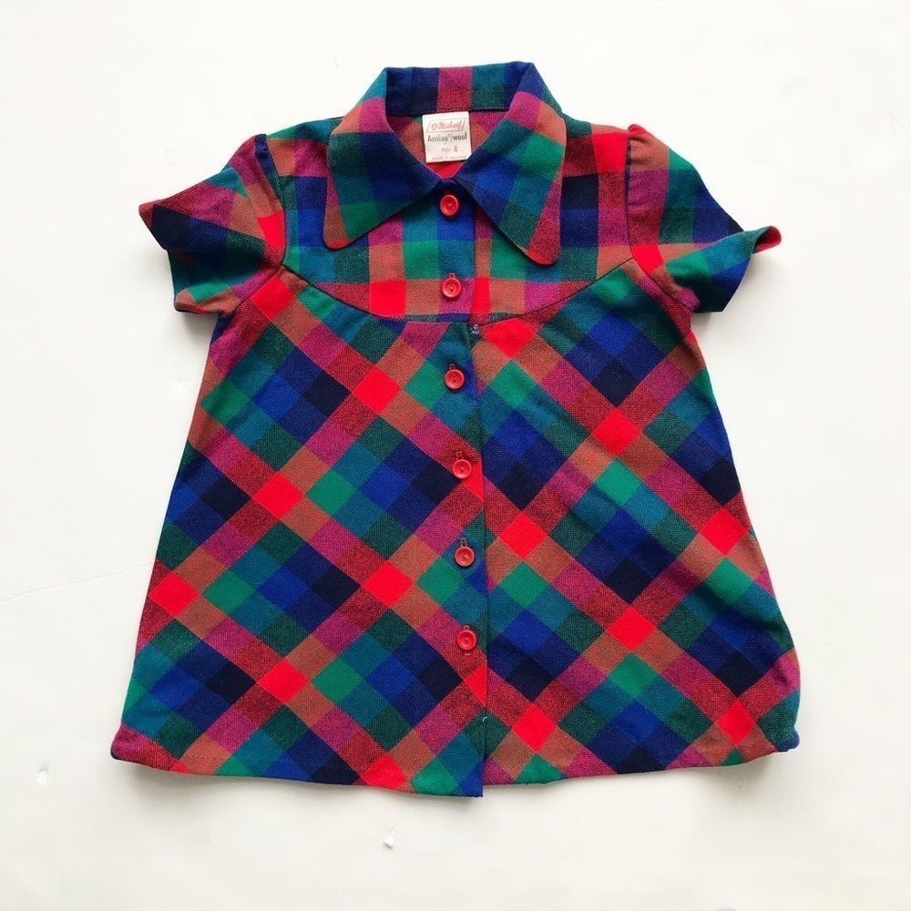 Vintage St. Michael wool plaid dress EUC 4T